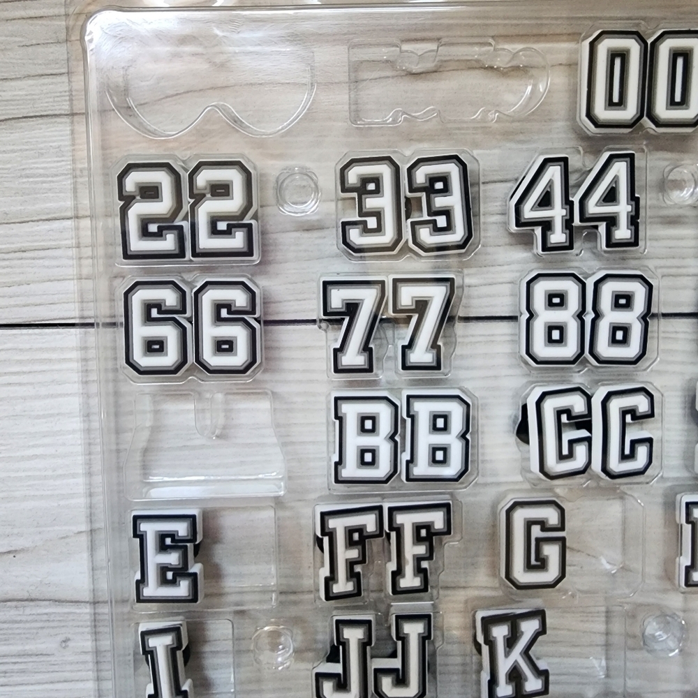 Jibbitz Charms for Crocs Black and White Letters And Numbers Set Of 58 - Picture 2 of 6
